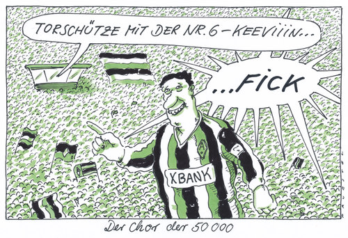 Cartoon: torschütze (medium) by Andreas Prüstel tagged fußball,torschütze,stadionsprecher,fans,fußball,torschütze,stadionsprecher,fans
