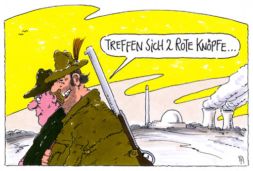 Cartoon: treffen (medium) by Andreas Prüstel tagged usa,nordkorea,atommächte,atomwaffen,trump,kim,jong,un,treffen,cartoon,karikatur,andreas,pruestel,usa,nordkorea,atommächte,atomwaffen,trump,kim,jong,un,treffen,cartoon,karikatur,andreas,pruestel