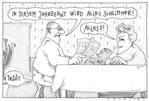 Cartoon: trübe aussichten (medium) by Andreas Prüstel tagged jahrzehnt,prognose,jahrzehnt,prognose,finanzen,finanzkrise,wirtschaftskrise,zukunft,2010,aussichten