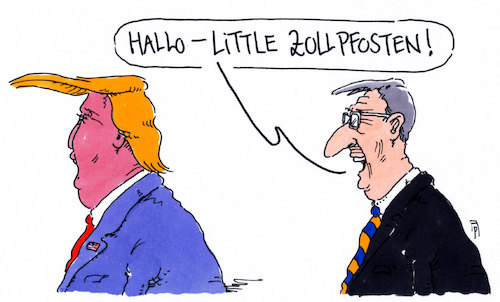 Cartoon: trump und juncker (medium) by Andreas Prüstel tagged usa,trump,zölle,eu,handelskrieg,juncker,cartoon,karikatur,andreas,pruestel,usa,trump,zölle,eu,handelskrieg,juncker,cartoon,karikatur,andreas,pruestel