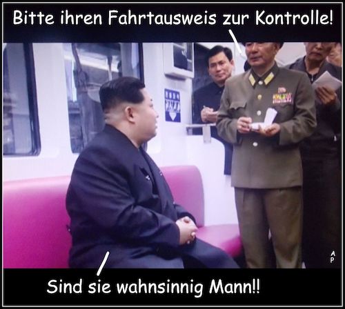 Cartoon: u-bahn (medium) by Andreas Prüstel tagged nordkorea,kim,jong,un,fahrkartenkontrolle,ubahn,cartoon,collage,andreas,pruestel,nordkorea,kim,jong,un,fahrkartenkontrolle,ubahn,cartoon,collage,andreas,pruestel