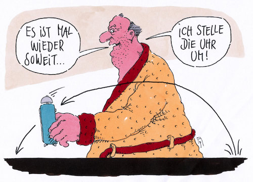 Cartoon: umstellung (medium) by Andreas Prüstel tagged zeitumstellung,winterzeit,sommerzeit,cartoon,karikatur,andreas,pruestel,zeitumstellung,winterzeit,sommerzeit,cartoon,karikatur,andreas,pruestel