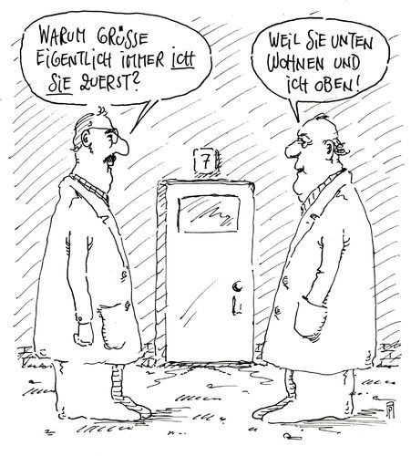 Cartoon: untenoben (medium) by Andreas Prüstel tagged mieter,grüßen,oben,unten,cartoon,karikatur,andreas,pruestel,mieter,grüßen,oben,unten,cartoon,karikatur,andreas,pruestel