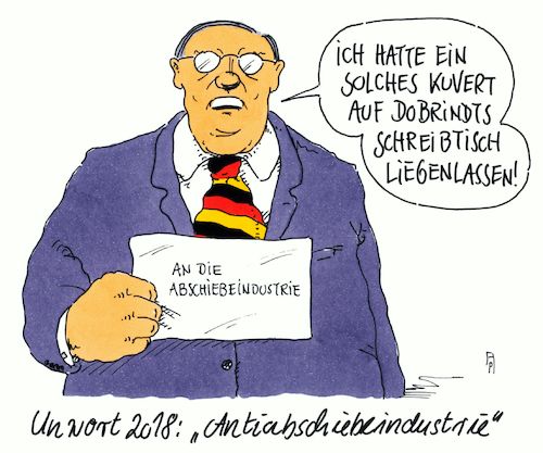 Cartoon: unwort 2018 (medium) by Andreas Prüstel tagged unwort,des,jahres,antiabschiebeindustrie,dobrindt,csu,cartoon,karikatur,andreas,pruestel,unwort,des,jahres,antiabschiebeindustrie,dobrindt,csu,cartoon,karikatur,andreas,pruestel