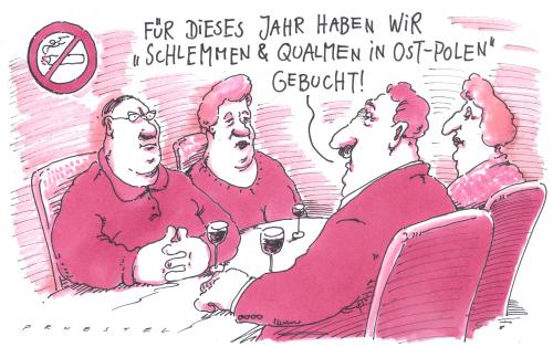 Cartoon: urlaub (medium) by Andreas Prüstel tagged rauchverbot,urlaub,polen,restaurant,cartoon,cartoons,polen,deutschland,raucher,rauchen,nichtrauchen,nichtraucher,rauchverbot,gesundheit,bar,kneipe,genußmittel,verbot,verbote,restaurant,kultur,gesellschaft,freunde,geselligkeit,abhängigkeit,sucht,suchtverhalten,droge,drogen,süchtig,süchtige