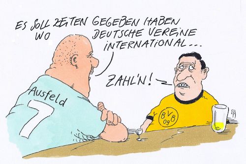 Cartoon: vereine (medium) by Andreas Prüstel tagged fußball,championsleague,europaleague,deutsche,vereine,borussia,dortmund,cartoon,karikatur,andreas,pruestel,fußball,championsleague,europaleague,deutsche,vereine,borussia,dortmund,cartoon,karikatur,andreas,pruestel