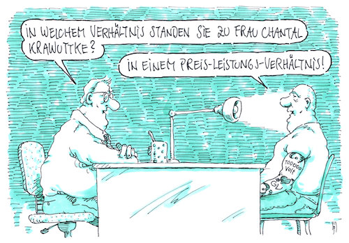 Cartoon: verhältnis (medium) by Andreas Prüstel tagged verbrechen,verhör,kriminalist,preisleistungsverhältnis,cartoon,karikatur,andreas,pruestel,verbrechen,verhör,kriminalist,preisleistungsverhältnis,cartoon,karikatur,andreas,pruestel