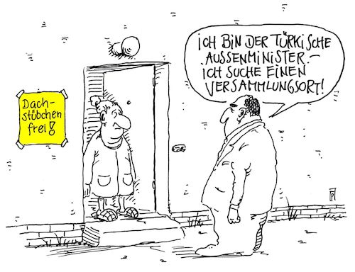 Cartoon: versammlungsort (medium) by Andreas Prüstel tagged türkei,deutschland,wahlkampfveranstaltungen,präsidialsystem,erdogan,außenminister,cavusoglu,versammlungsorte,dachstübchen,catoon,karikatur,andreas,pruestel,türkei,deutschland,wahlkampfveranstaltungen,präsidialsystem,erdogan,außenminister,cavusoglu,versammlungsorte,dachstübchen,catoon,karikatur,andreas,pruestel