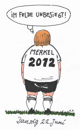 Cartoon: viertelfinale (medium) by Andreas Prüstel tagged polen,danzig,fußballeuropameisterschaft,merkel,merkel,danzig,polen,fußballeuropameisterschaft,em