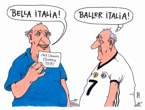 Cartoon: viertelfinale (medium) by Andreas Prüstel tagged fußballeuropameisterschaft,viertelfinale,italien,deutschland,angstgegner,bella,italia,cartoon,karikatur,andreas,pruestel,fußballeuropameisterschaft,viertelfinale,italien,deutschland,angstgegner,bella,italia,cartoon,karikatur,andreas,pruestel