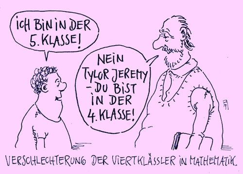 Cartoon: viertklässler (medium) by Andreas Prüstel tagged studie,grundschüler,viertklässler,schwächen,mathematik,zuhören,rechtschreibung,cartoon,karikatur,andreas,pruestel,studie,grundschüler,viertklässler,schwächen,mathematik,zuhören,rechtschreibung,cartoon,karikatur,andreas,pruestel