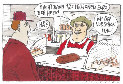 Cartoon: vorgeschmack (medium) by Andreas Prüstel tagged finanzkrise,inflation,einkauf,bäcker