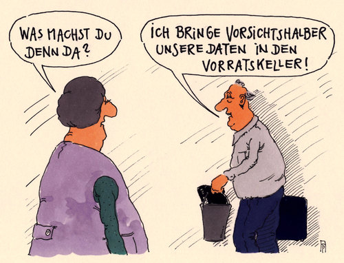 Cartoon: vorratsdaten (medium) by Andreas Prüstel tagged vorratsdatenspeicherung,vorrat,daten,vorratskeller,cartoon,karikatur,andreas,pruestel,vorratsdatenspeicherung,vorrat,daten,vorratskeller,cartoon,karikatur,andreas,pruestel