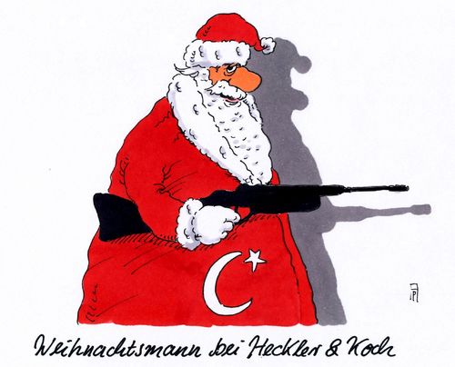 Cartoon: weihnachtsgeschäft (medium) by Andreas Prüstel tagged waffenexporte,waffengeschäft,heckler,und,koch,türkei,kurden,weihnachten,weihnachtsmann,cartoon,karikatur,andreas,prüstel,waffenexporte,waffengeschäft,heckler,und,koch,türkei,kurden,weihnachten,weihnachtsmann,cartoon,karikatur,andreas,prüstel