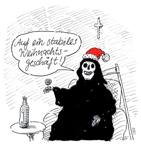 Cartoon: weihnachtsgeschäft (medium) by Andreas Prüstel tagged weihnachten,weihnachtsgeschäft,tod,cartoon,karikatur,andreas,pruestel,weihnachten,weihnachtsgeschäft,tod,cartoon,karikatur,andreas,pruestel