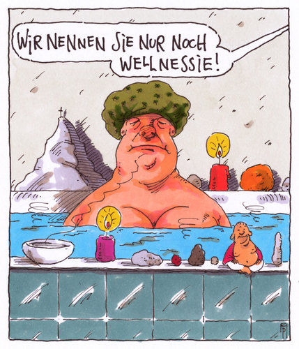 Cartoon: wellness (medium) by Andreas Prüstel tagged wellness,bad,entspannung,nessie,cartoon,karikatur,wellness,bad,entspannung,nessie,cartoon,karikatur