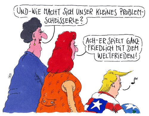 Cartoon: weltfrieden (medium) by Andreas Prüstel tagged usa,trump,außenpolitik,drohungen,iran,cartoon,karikatur,andreas,pruestel,usa,trump,außenpolitik,drohungen,iran,cartoon,karikatur,andreas,pruestel