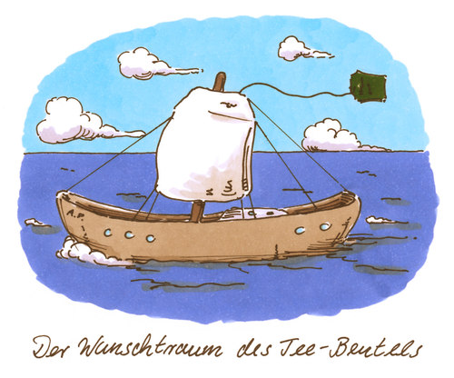 Cartoon: windbeutel (medium) by Andreas Prüstel tagged teebeutel,sehnsucht,wünsche,wunschtraum,segel,segelschiff,meer,teebeutel,sehnsucht,wünsche,wunschtraum,segel,segelschiff,meer