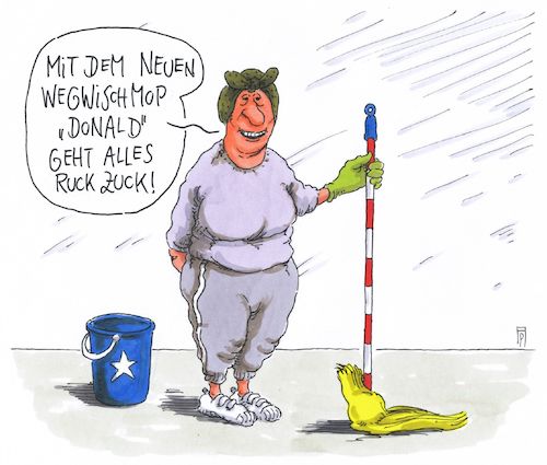 Cartoon: wischmop (medium) by Andreas Prüstel tagged usa,trump,dekrete,cartoon,karikatur,andreas,pruestel,usa,trump,dekrete,cartoon,karikatur,andreas,pruestel