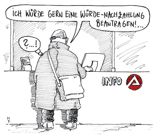 Cartoon: würde (medium) by Andreas Prüstel tagged jobcenter,hartz4,arbeitslosigkeit,armut,sanktionen,würde,cartoon,karikatur,andreas,pruestel,jobcenter,hartz4,arbeitslosigkeit,armut,sanktionen,würde,cartoon,karikatur,andreas,pruestel