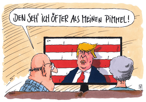 Cartoon: zu oft (medium) by Andreas Prüstel tagged usa,trump,permanenz,präsenz,medien,tv,pimmel,cartoon,karikatur,andreas,pruestel,usa,trump,permanenz,präsenz,medien,tv,pimmel,cartoon,karikatur,andreas,pruestel