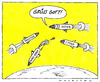 Cartoon: stelldichein (small) by Andreas Prüstel tagged indien,trägerrakete,atomwaffen,atomwaffenmächte,china,pakistan,nordkorea