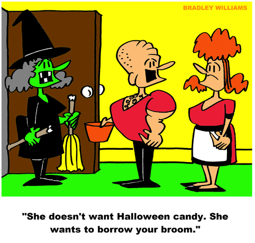 Cartoon: Broom (medium) by Cartoonist USA tagged masculine,manly,macho,broom,halloween,witch,cartoon,comic