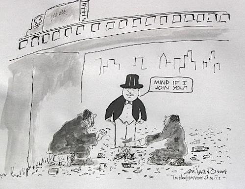 Cartoon: Doen and out Monopoly Man (medium) by Mike Dater tagged financial,woe