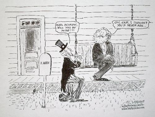 Cartoon: Uncle Sam is Desperate (medium) by Mike Dater tagged dater,karl,marx,wall,street
