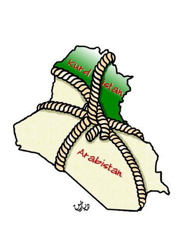 Cartoon: A unified Iraq by force cartoon (medium) by handren khoshnaw tagged kurdistan,iraq,khoshnaw,handren