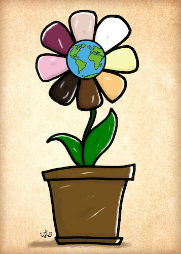 Cartoon: flower of diversifying the world (medium) by handren khoshnaw tagged handrne,khoshnaw,flower,world,diversity,difference