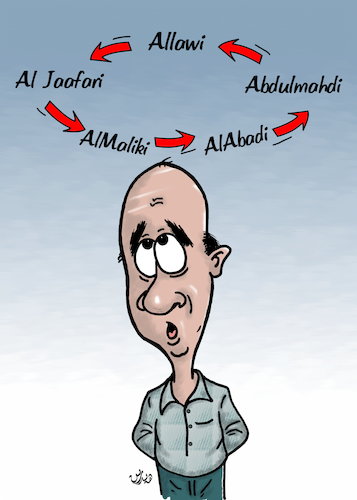 Cartoon: formation of iraqi governments (medium) by handren khoshnaw tagged handren,khoshnaw,cartoon,political,iraq,government,wheel