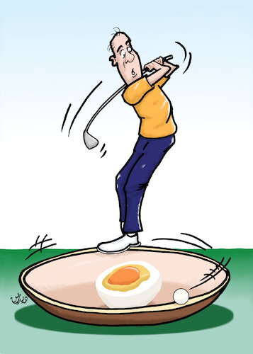 Cartoon: golf and food cartoon (medium) by handren khoshnaw tagged handren,khoshnaw,golf,food,egg,platte,italy