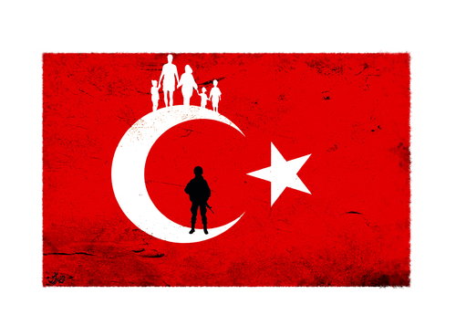 Cartoon: turkeys failed military coup (medium) by handren khoshnaw tagged handren,khoshnaw,turkey,failed,military,coup