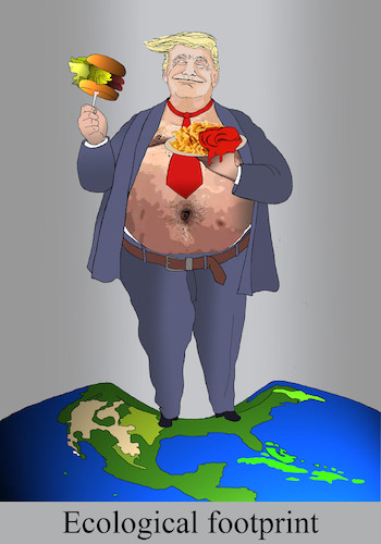 Cartoon: Ökologischer Fußabdruck (medium) by Aneli Fiebach tagged politik,ökologie,unsozial,unklug,menschenverachtend