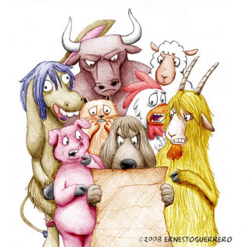 Cartoon: animales domesticos (medium) by ernesto guerrero tagged animals
