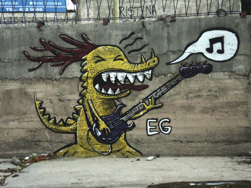 Cartoon: dragon bass (medium) by ernesto guerrero tagged mural,street,art,graffit