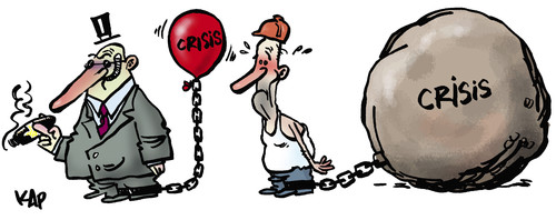 Cartoon: Crisis... not for all! (medium) by kap tagged crisis,money,rich,worker,kap,krise,wirtschaftskrise,finanzkrise,geld