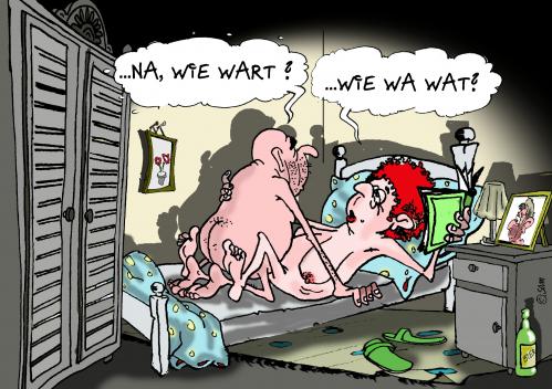 Cartoon: wie wart (medium) by sam tagged frau,sam,bunt,lustig,cartoon,woman,character,,cartoon,cartoons,liebe,sex,geschlechtsverkehr,mann,frau,lust,ehe,ehepaar,partnerschaft,beziehung,leidenschaft,langeweile,abwesenheit,interesse,langweilig