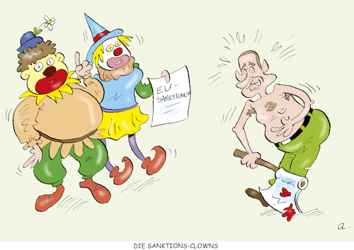 Cartoon: Lachnummer (medium) by astaltoons tagged putin,ukraine,sanktionen,putin,ukraine,sanktionen