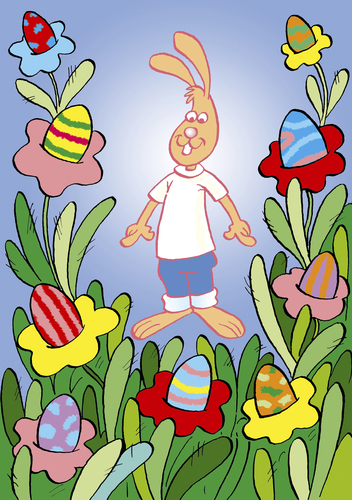 Cartoon: Osterhase (medium) by astaltoons tagged ostern,osterhase,bunt,eier,blumen,wiese