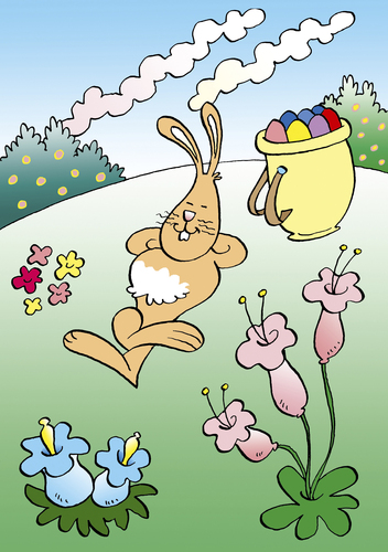 Cartoon: Osterhase (medium) by astaltoons tagged ostern,osterhase,eier,bunt,wiese,blumen,ausruhen