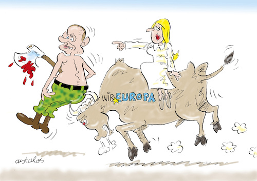 Cartoon: Stierkampf (medium) by astaltoons tagged putin,ukraine,eu,europa,putin,ukraine,eu,europa