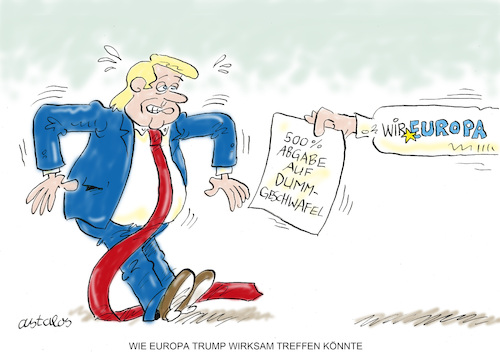 Cartoon: Wehrhaft (medium) by astaltoons tagged trump,eu,zölle,grönland,trump,eu,zölle,grönland