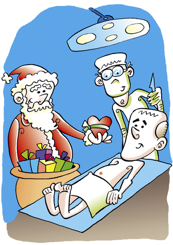 Cartoon: Weihnachten (medium) by astaltoons tagged weihnachten,weihnachtsmann,op,herz,geschenke,krank,arzt,tisch