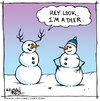 Cartoon: Oh Deer! (small) by JohnBellArt tagged deer antlers playing joke snowman arms fooling