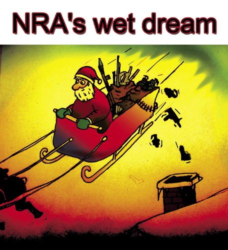 Cartoon: NRAs wet dream (medium) by SimonsComics tagged nra,noguns,guns,texas,fucknra,cartoon,christmas,santa,weihnachtsmann,granates