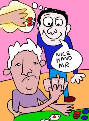 Cartoon: Poker (medium) by mypenleaks tagged hand,assange,julian,idiot,silly,poker