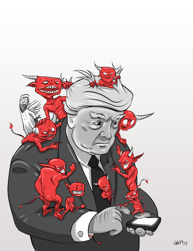 Cartoon: Trumps angel (medium) by INovumI tagged trump,twitter,devil,devils,angel,tweet,evil