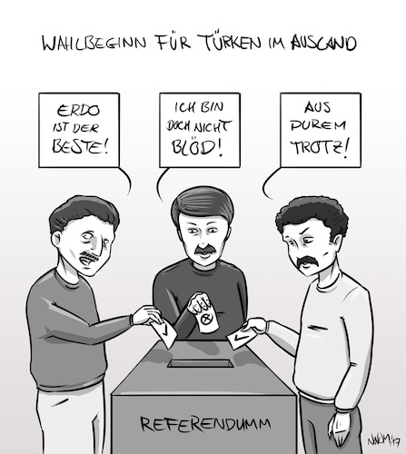 Cartoon: Wahlbeginn für Türken im Ausland (medium) by INovumI tagged türkei,deutschland,berlin,wahlen,referendum